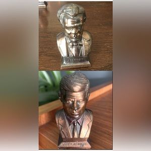 Nfs Vintage BronzeTone Cast Metal Abraham Lincoln and John F Kennedy Miniature